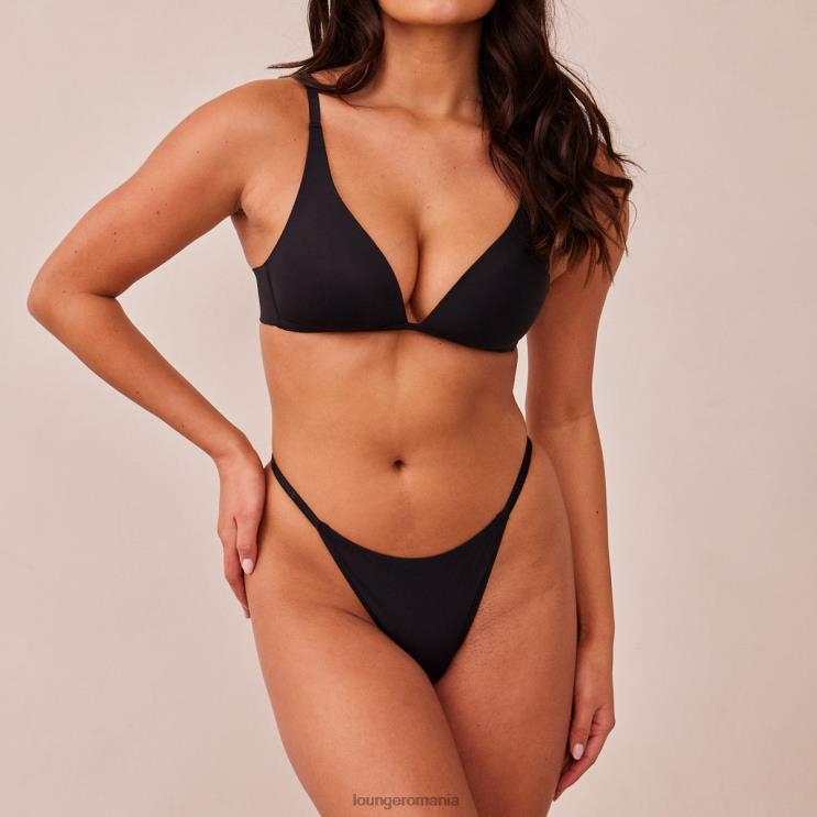 Lounge lenjerie femei Set de sutien și slip cu slip ușor fără sârmă H84P226 negru