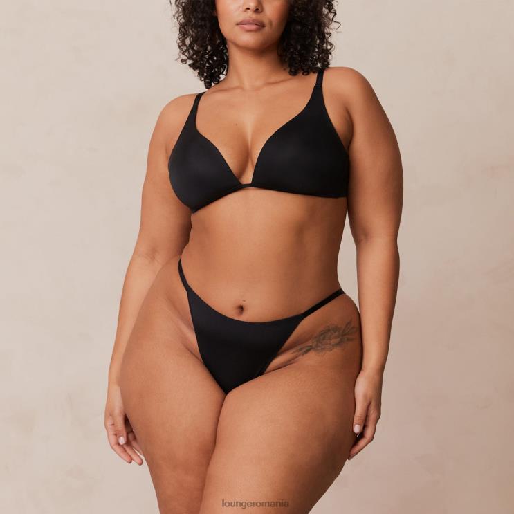 Lounge lenjerie femei Set de sutien și slip cu slip ușor fără sârmă H84P226 negru