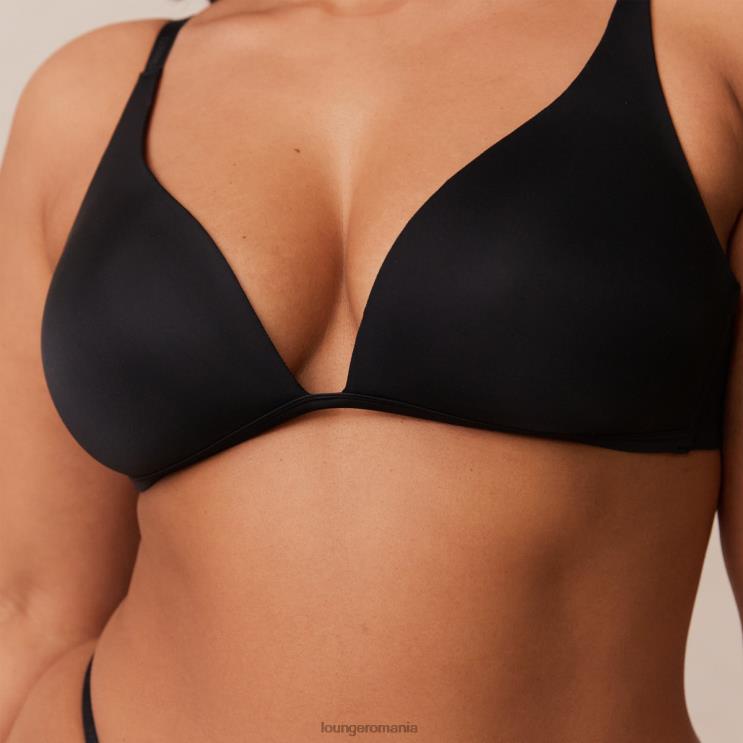 Lounge lenjerie femei Set de sutien și slip cu slip ușor fără sârmă H84P226 negru