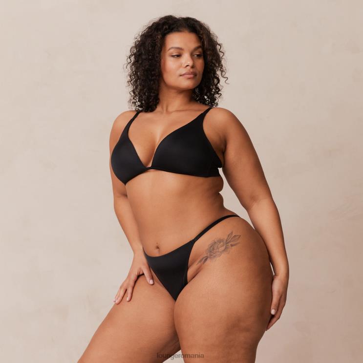 Lounge lenjerie femei Set de sutien și slip cu slip ușor fără sârmă H84P226 negru