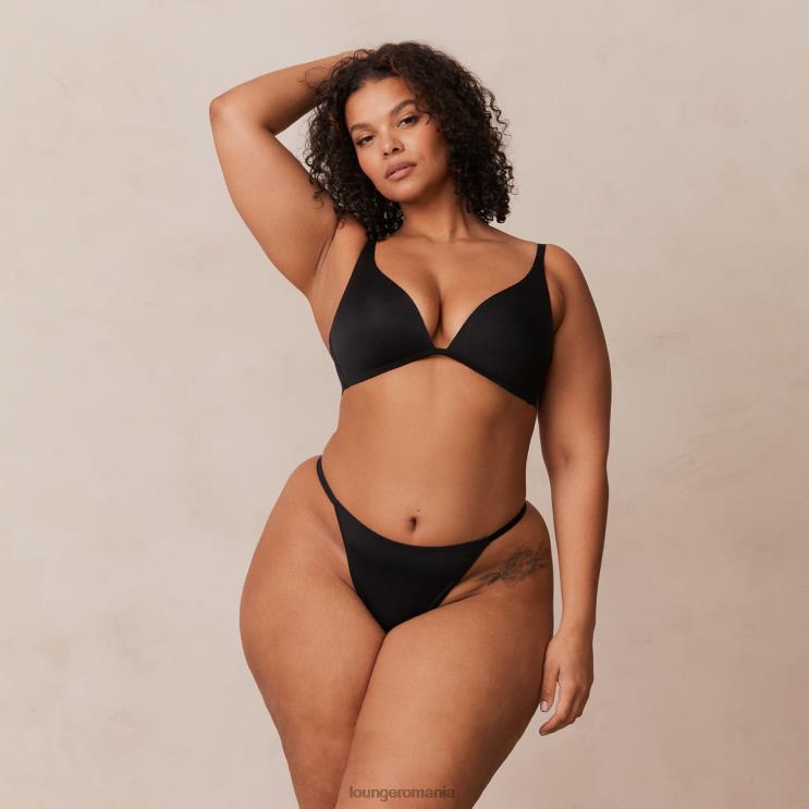 Lounge lenjerie femei Set de sutien și slip cu slip ușor fără sârmă H84P226 negru