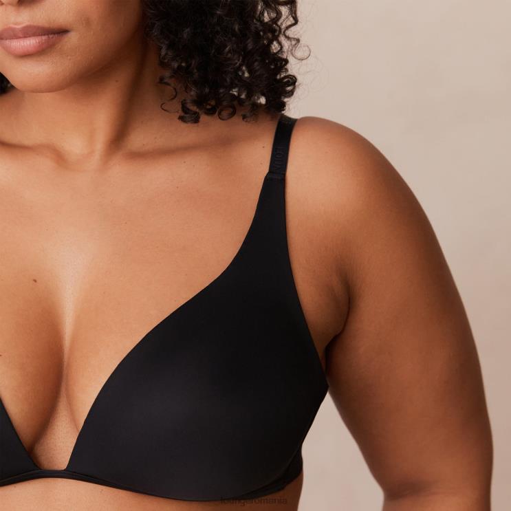 Lounge lenjerie femei Set de sutien și slip cu slip ușor fără sârmă H84P226 negru