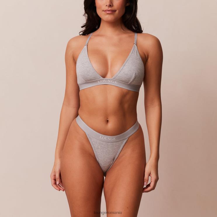 Lounge lenjerie femei Set sutien triunghi minimal din bambus și tanga/slip H84P214 gri