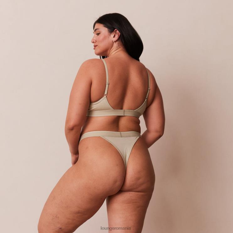 Lounge lenjerie femei Set sutien triunghi minimal din bambus și tanga/slip H84P218 măsline