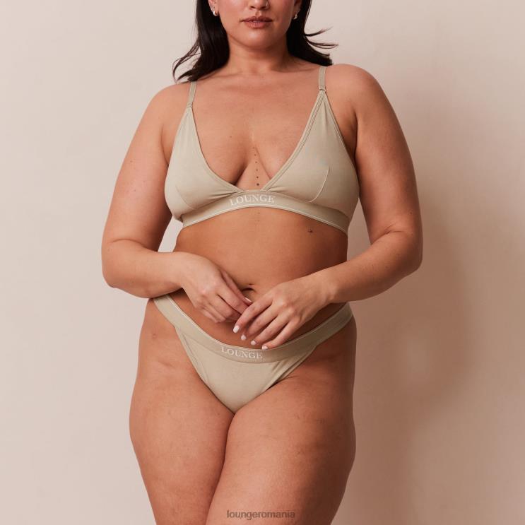 Lounge lenjerie femei Set sutien triunghi minimal din bambus și tanga/slip H84P218 măsline