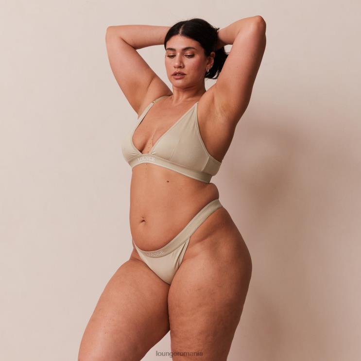 Lounge lenjerie femei Set sutien triunghi minimal din bambus și tanga/slip H84P218 măsline