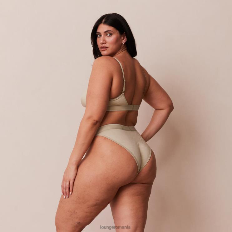 Lounge lenjerie femei Set sutien triunghi minimal din bambus și tanga/slip H84P218 măsline