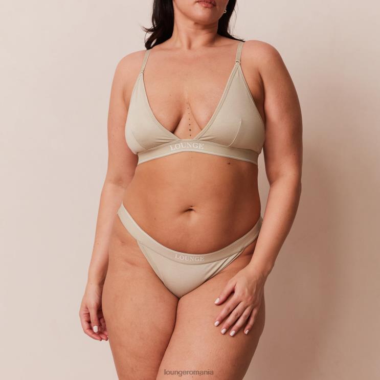 Lounge lenjerie femei Set sutien triunghi minimal din bambus și tanga/slip H84P218 măsline