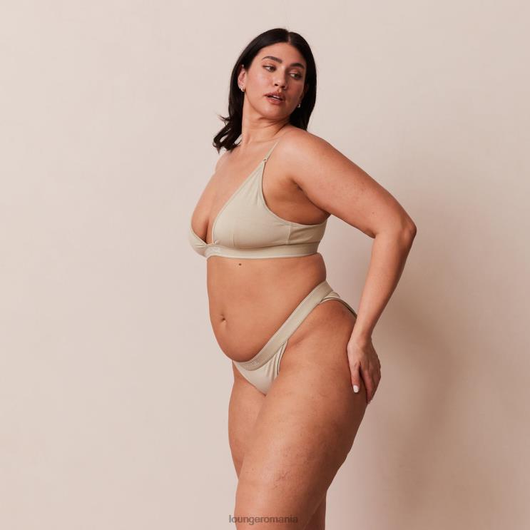 Lounge lenjerie femei Set sutien triunghi minimal din bambus și tanga/slip H84P218 măsline