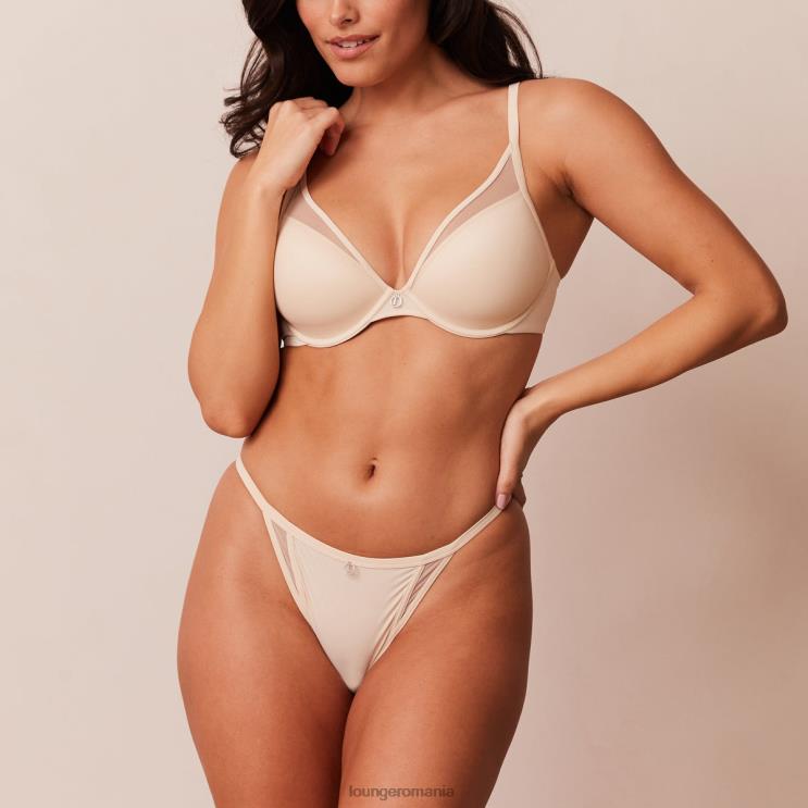 Lounge lenjerie femei Set sutien clasic cu tricou și tanga/slip H84P114 latte