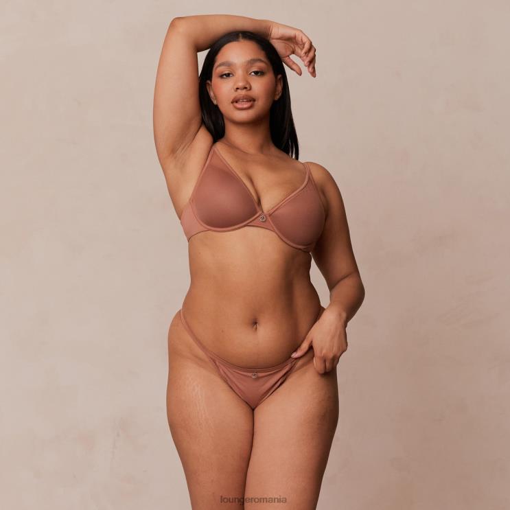 Lounge lenjerie femei Set sutien clasic cu tricou și tanga/slip H84P121 moca