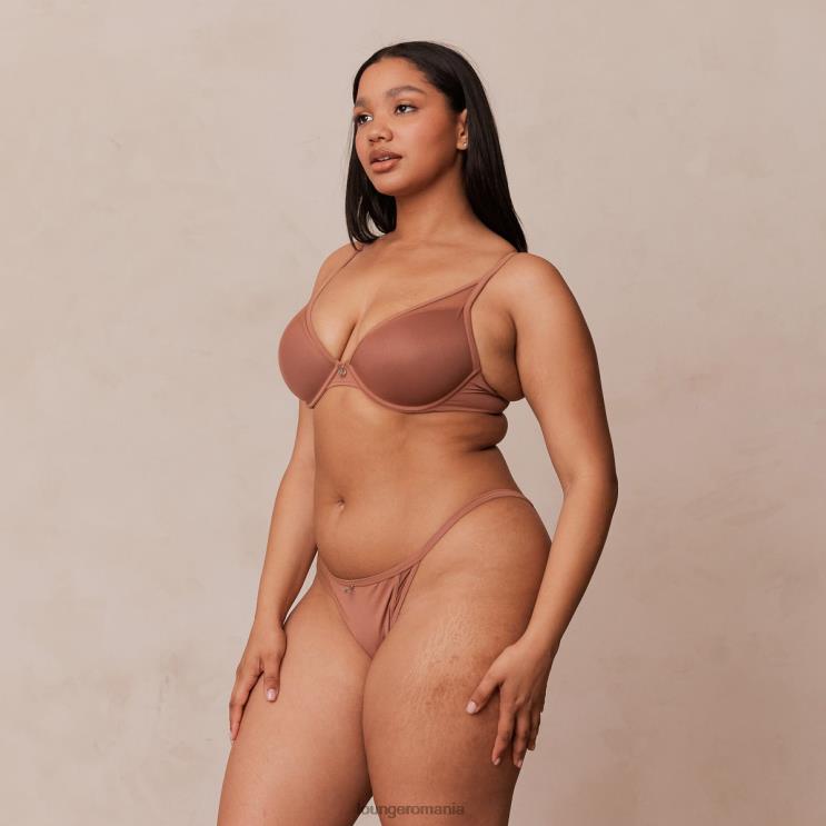 Lounge lenjerie femei Set sutien clasic cu tricou și tanga/slip H84P121 moca