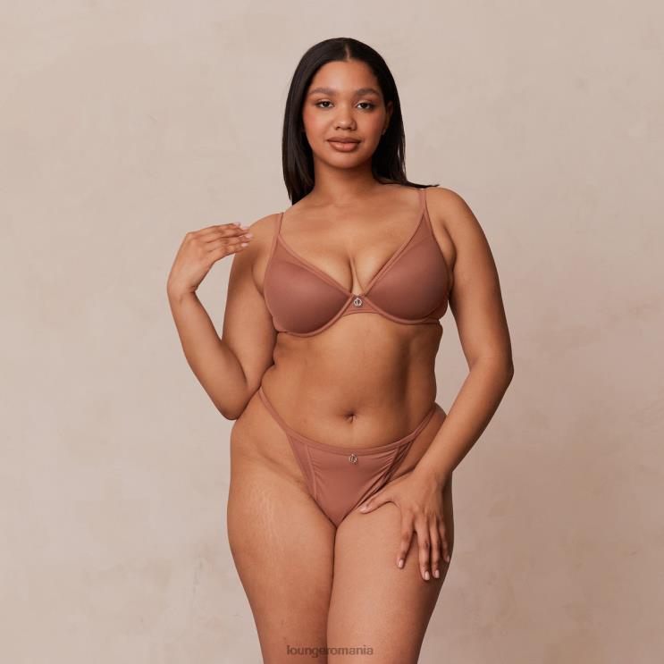 Lounge lenjerie femei Set sutien clasic cu tricou și tanga/slip H84P121 moca