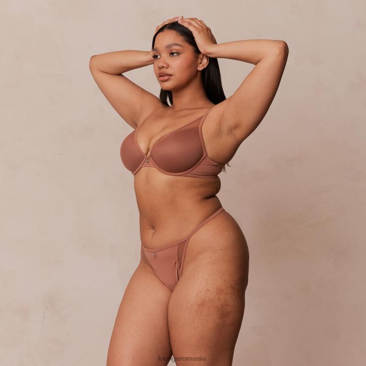 Lounge lenjerie femei Set sutien clasic cu tricou și tanga/slip H84P121 moca