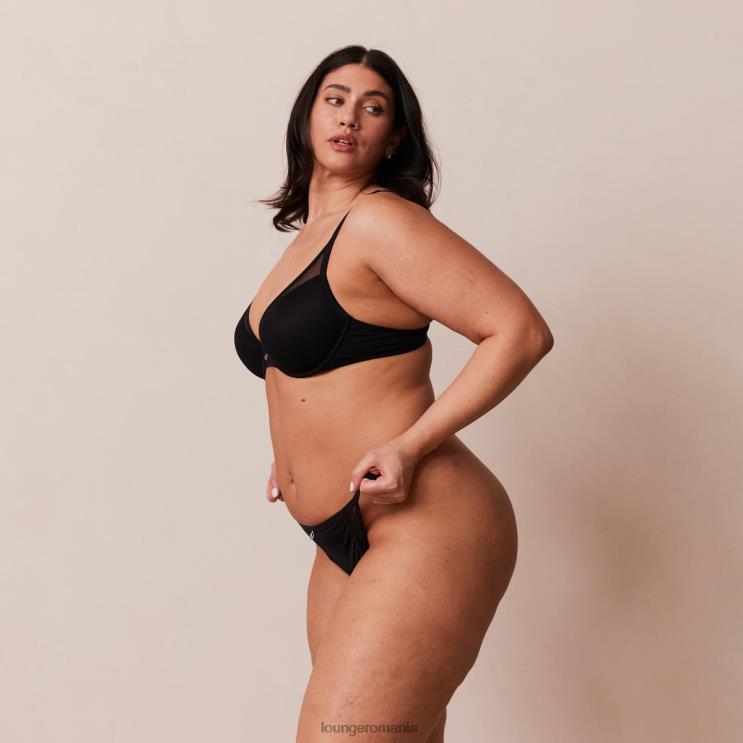 Lounge lenjerie femei Set sutien clasic cu tricou și tanga/slip H84P91 negru