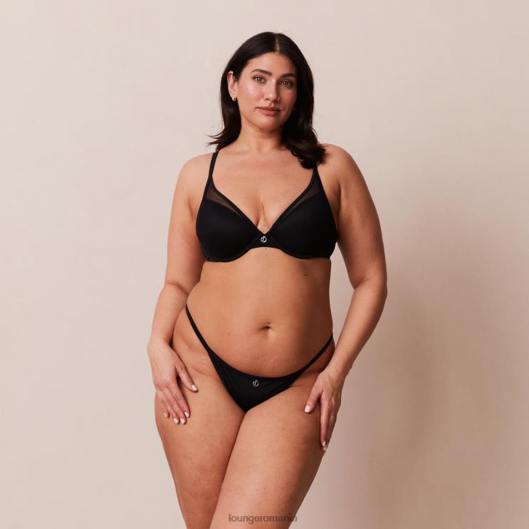 Lounge lenjerie femei Set sutien clasic cu tricou și tanga/slip H84P91 negru