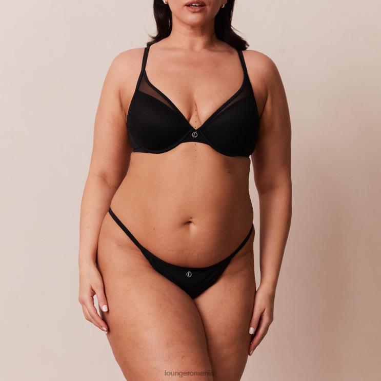 Lounge lenjerie femei Set sutien clasic cu tricou și tanga/slip H84P91 negru