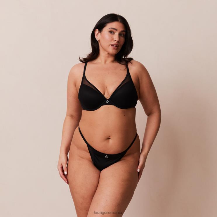 Lounge lenjerie femei Set sutien clasic cu tricou și tanga/slip H84P91 negru