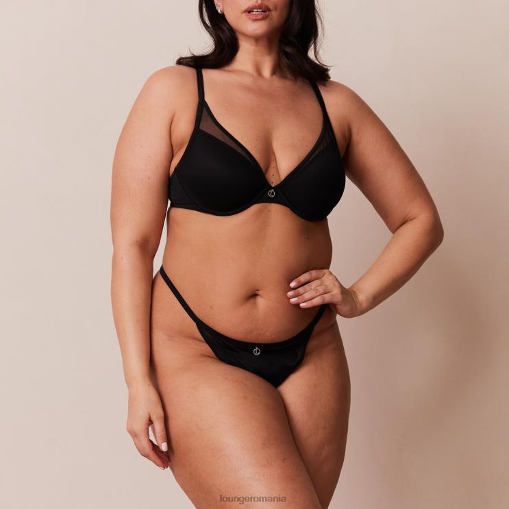 Lounge lenjerie femei Set sutien clasic cu tricou și tanga/slip H84P91 negru