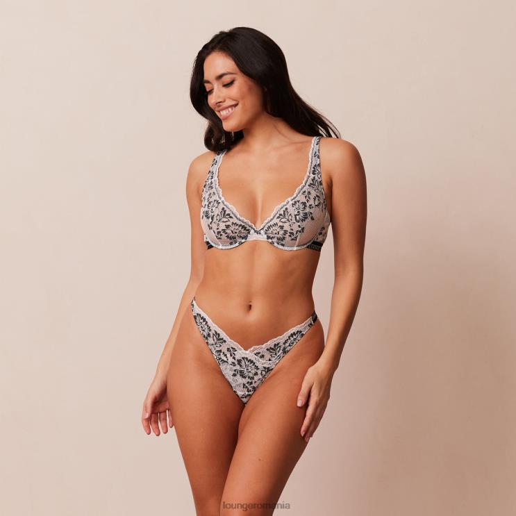 Lounge lenjerie femei Set sutien și slip de lux cu balcon H84P4 negru