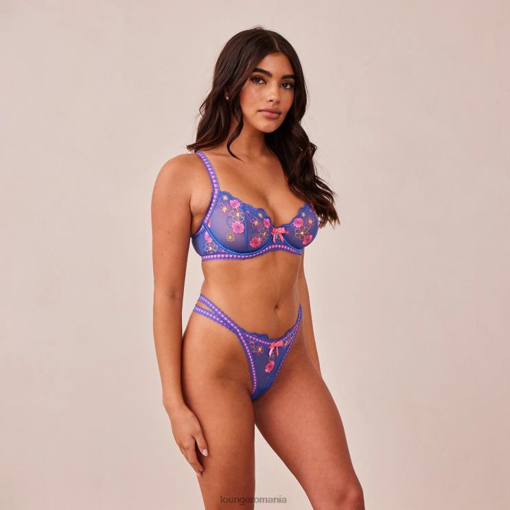 Lounge lenjerie femei Set sutien și tanga balcon neon H84P55 albastru