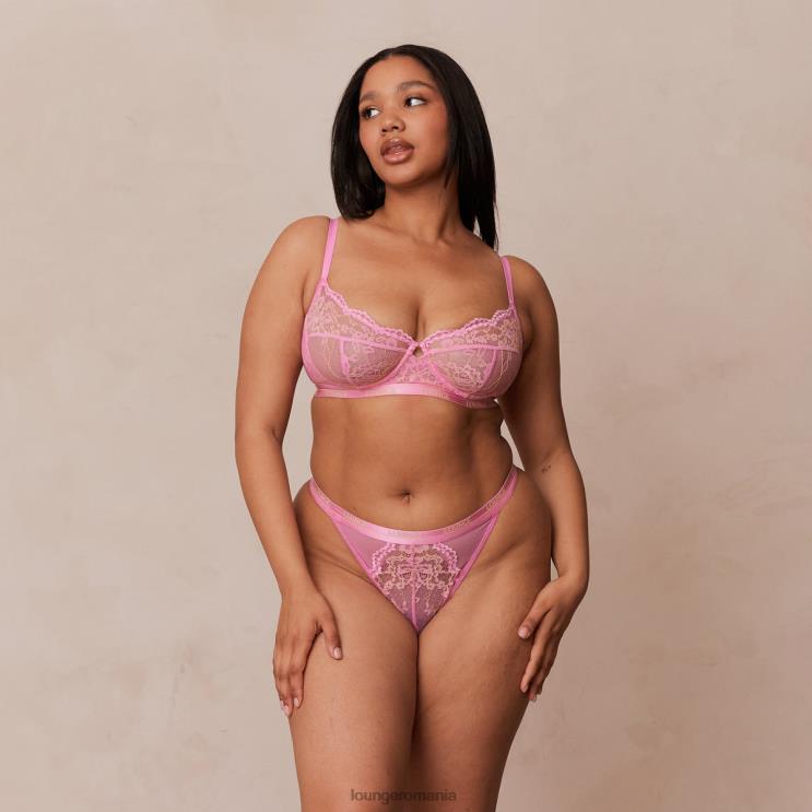 Lounge lenjerie femei Set sutien și tanga cu flori în două tonuri H84P33 roz