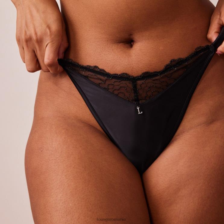 Lounge lenjerie femei snur matlasat din dantela H84P496 negru